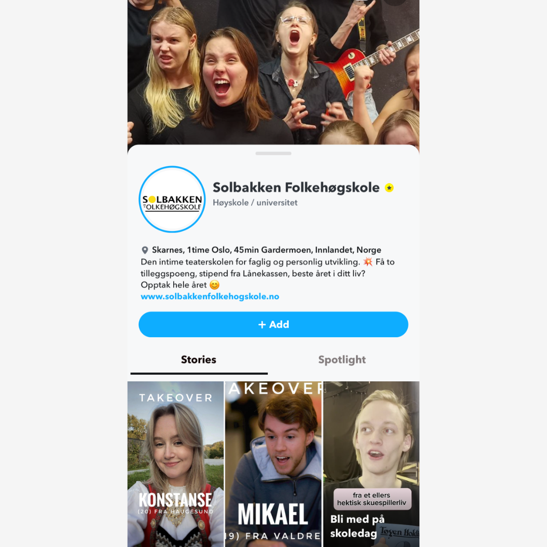 Skjermbilde, Solbakken folkehøgskole, snap